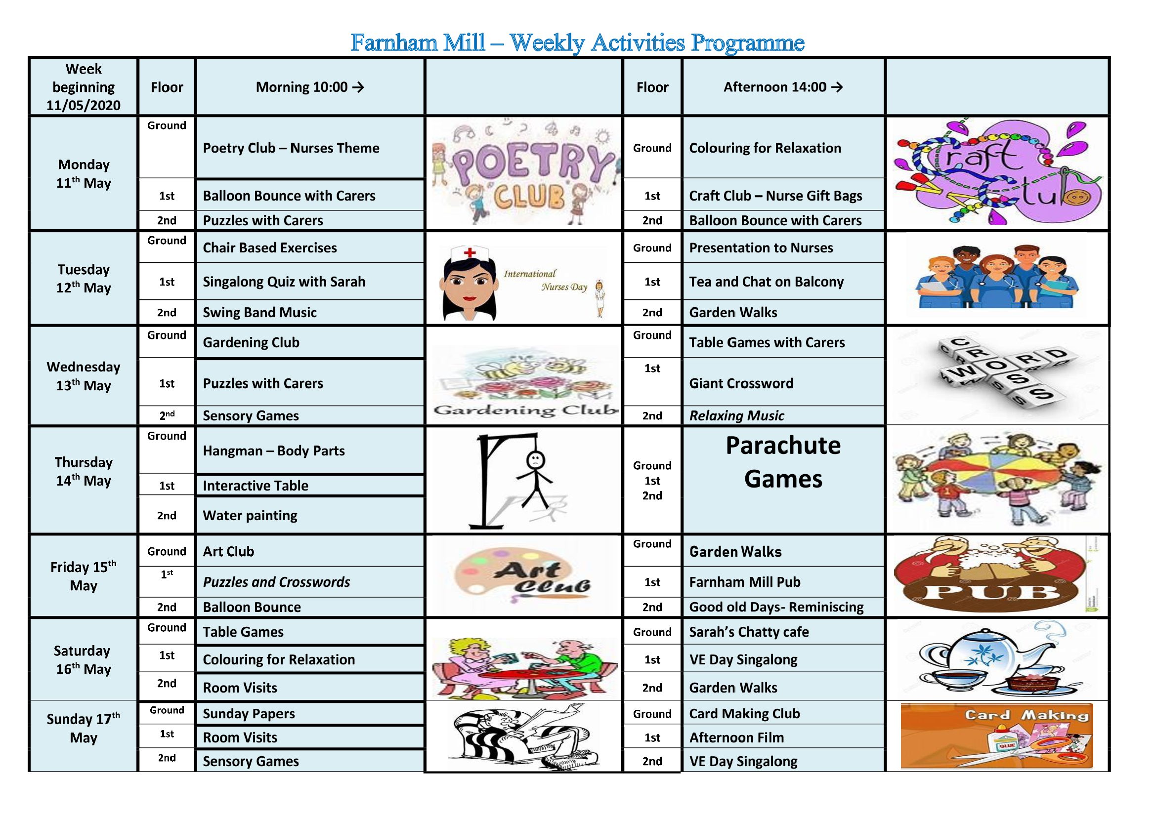 Activities | Farnham Mill Nursing Home